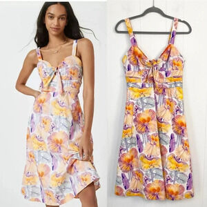 Anthropologie Cecilia Pettersson Tie-Front Midi Floral Blossom Dress Size 6 US
